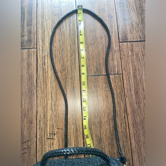 Vintage🖤woven leather bag top handle basket bag black shoulder bag crossbody - Picture 14 of 16